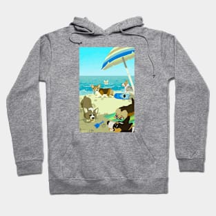 Pups on Corgi Beach Hoodie